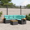 vidaXL Salon de jardin 6 pcs avec coussins noir r&eacute;sine tress&eacute;e