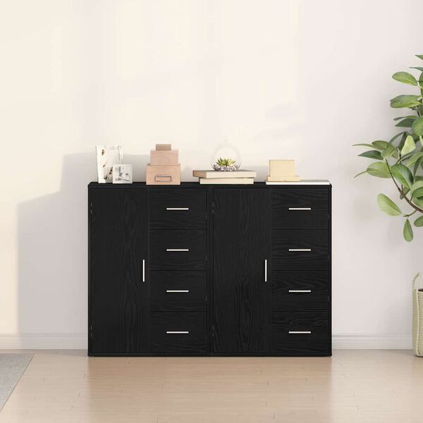 vidaXL Buffet 2 pcs Ch&ecirc;ne noir 60 x 31 x 84 cm Bois d'ing&eacute;nierie