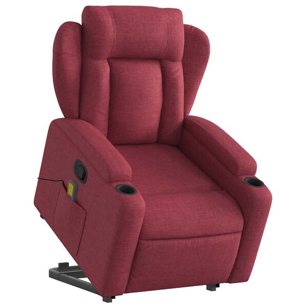 vidaXL Fauteuil inclinable de massage Rouge bordeaux Tissu