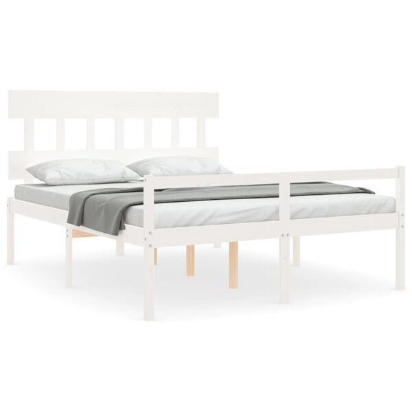vidaXL Lit pour personne &acirc;g&eacute;e sans matelas blanc 160x200cm bois massif