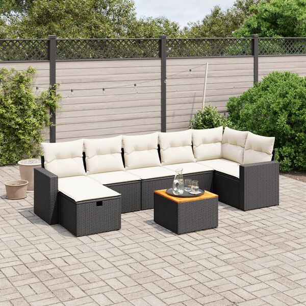 vidaXL Salon de jardin 8 pcs avec coussins noir r&eacute;sine tress&eacute;e