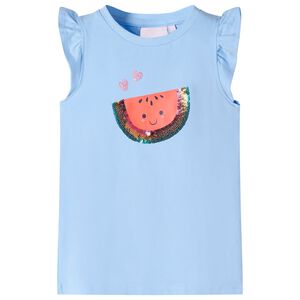 T-shirt enfants manches &agrave; volants bleu clair 140
