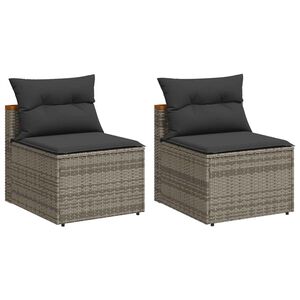 vidaXL Canap&eacute;s de jardin sans accoudoirs avec coussins 2 pcs gris