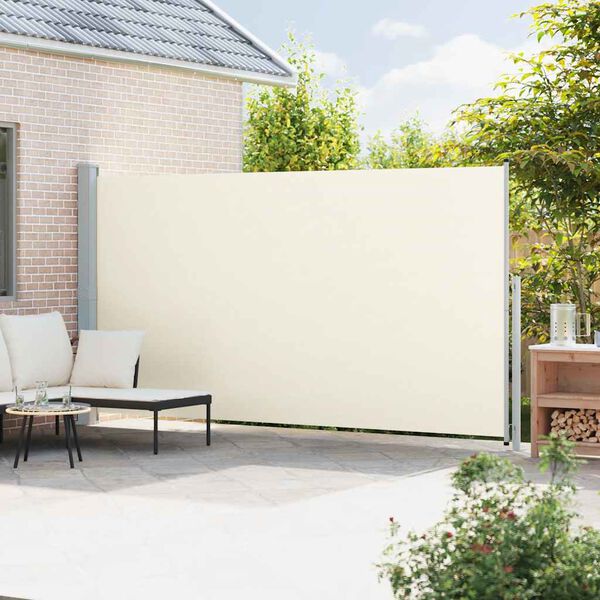 vidaXL Auvent lat&eacute;ral r&eacute;tractable de patio 200x500 cm Cr&egrave;me