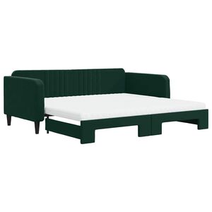 vidaXL Lit de jour et gigogne et matelas vert fonc&eacute; 100x200 cm velours