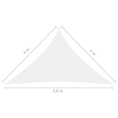 vidaXL Voile de parasol tissu oxford triangulaire 4x4x5,8 m blanc