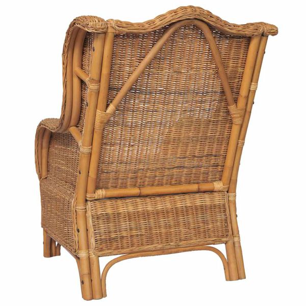 vidaXL Canap&eacute; avec coussin Marron clair Rotin naturel et lin