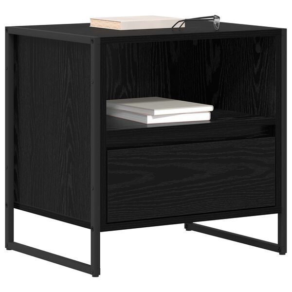 vidaXL Table de chevet Ch&ecirc;ne noir 50 x 39,5 x 50 cm Bois d'ing&eacute;nierie