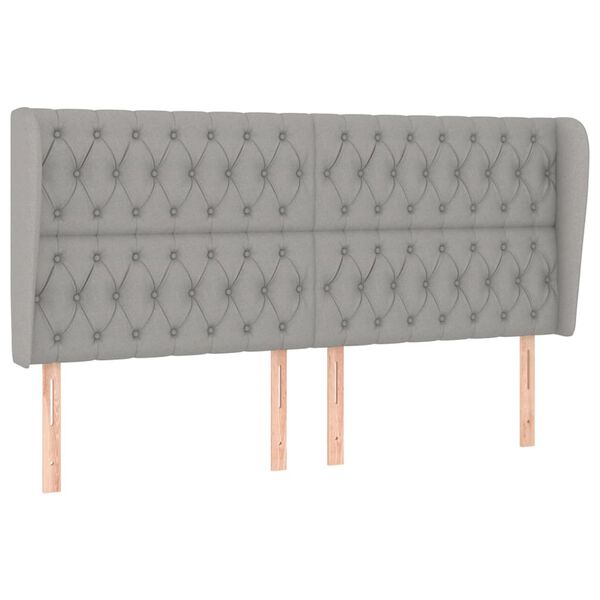 vidaXL T&ecirc;te de lit avec oreilles Gris clair 203x23x118/128 cm Tissu