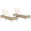 vidaXL Chaises longues avec coussins lot de 2 beige r&eacute;sine tress&eacute;e