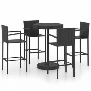 vidaXL Ensemble de bar de jardin 5 pcs R&eacute;sine tress&eacute;e Noir