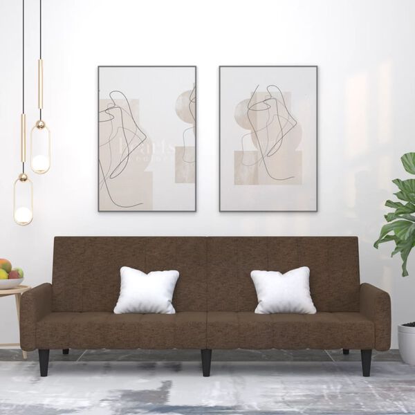 vidaXL Canap&eacute;-lit &agrave; 2 places Marron Tissu microfibre