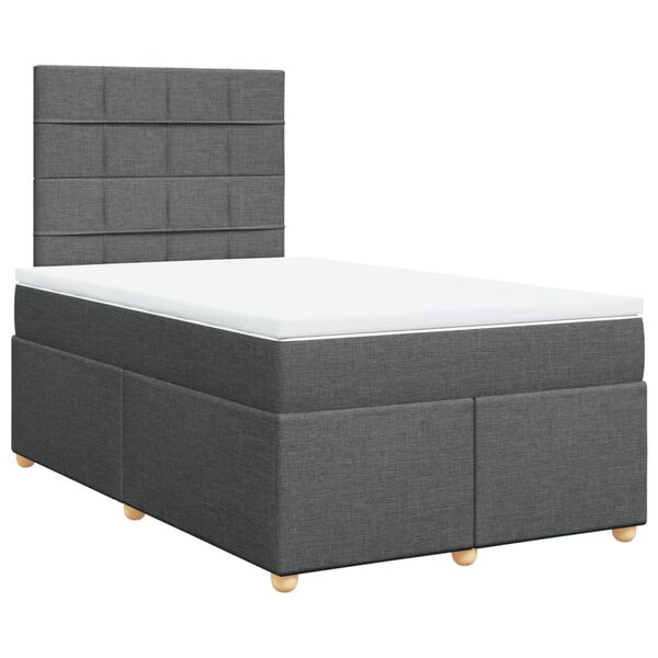 vidaXL Sommier &agrave; lattes de lit avec matelas gris fonc&eacute; 120x190cm tissu
