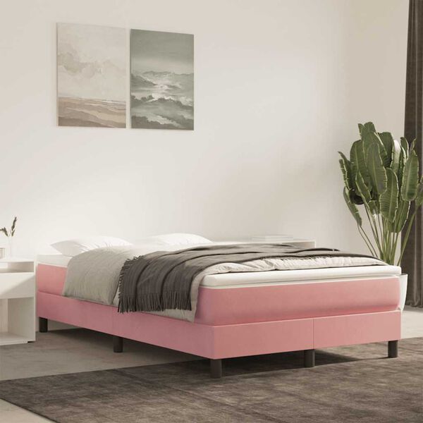 vidaXL Matelas de lit à ressorts ensachés rose 120x220x20 cm velours