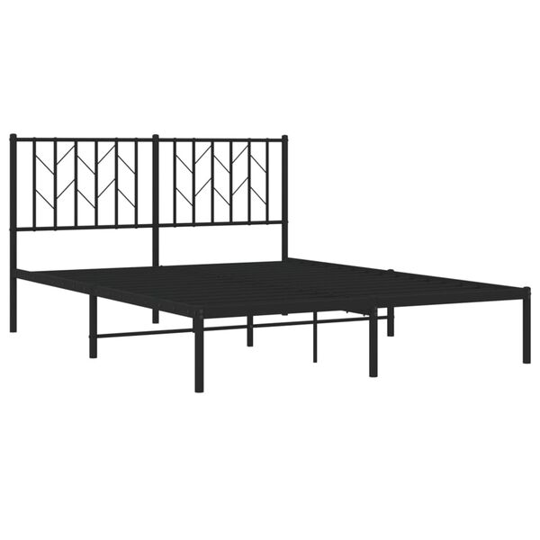 vidaXL Cadre de lit m&eacute;tal sans matelas avec t&ecirc;te de lit noir 140x190cm