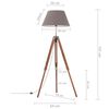 vidaXL Lampadaire &agrave; tr&eacute;pied Marron miel et gris Bois de teck 141 cm