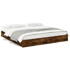 vidaXL Cadre de lit avec tiroirs sans matelas ch&ecirc;ne fum&eacute; 200x200 cm