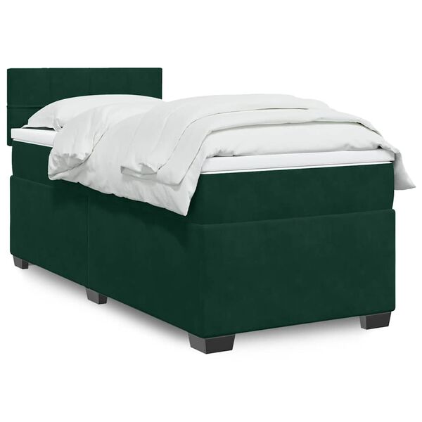 vidaXL Sommier &agrave; lattes de lit et matelas Vert fonc&eacute; 80x200 cm Velours