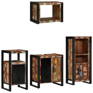 vidaXL Ensemble de mobilier de salle de bain 4 pc Multicolore et noir