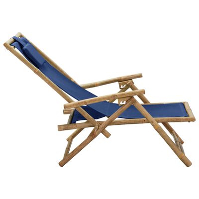 vidaXL Chaise de relaxation inclinable bleu marine bambou et tissu