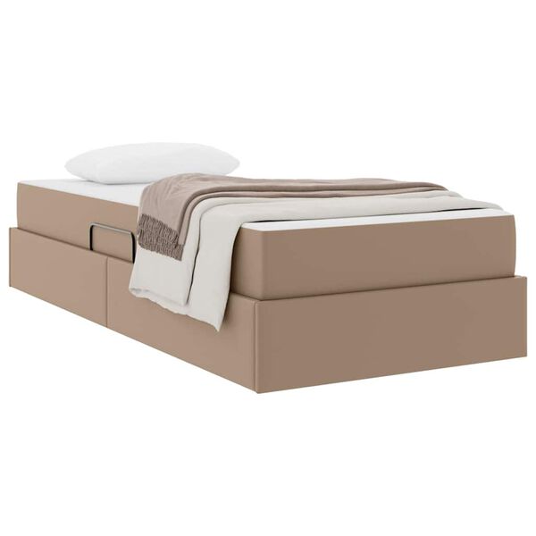 vidaXL Lit avec rangement et matelas 2 pcs Cappuccino Cuir