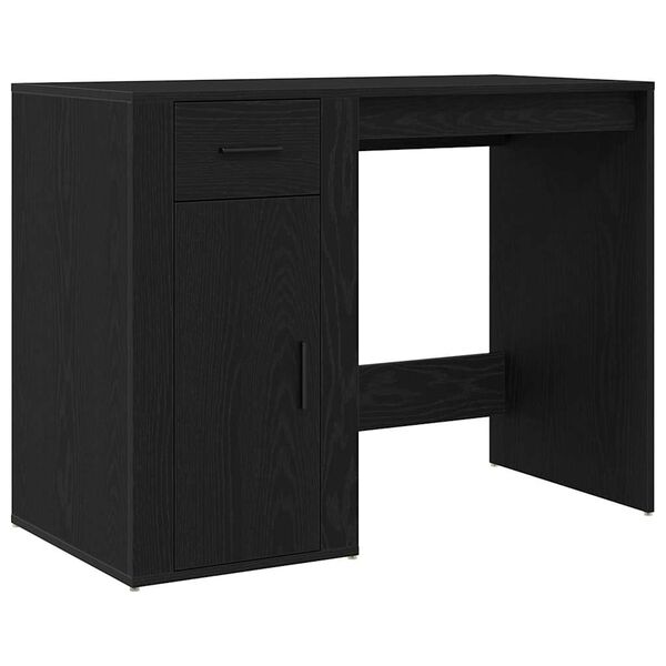 vidaXL Bureau avec porte Ch&ecirc;ne noir 100 x 49 x 74 cm Bois d'ing&eacute;nierie