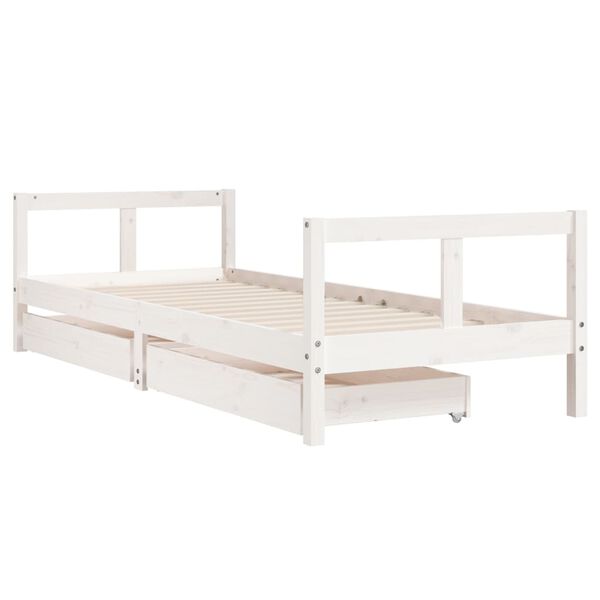vidaXL Cadre de lit enfant tiroirs blanc 80x200 cm bois de pin massif
