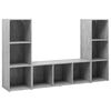 vidaXL Meubles TV 3 pcs Gris b&eacute;ton 107x35x37 cm Bois d'ing&eacute;nierie
