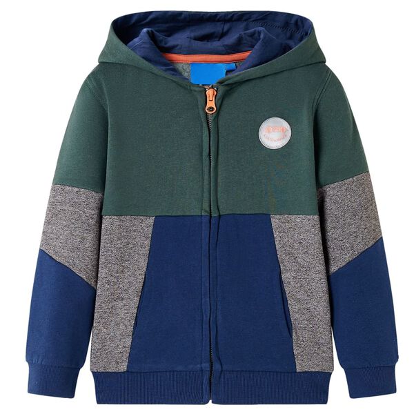 Sweatshirt &agrave; capuche avec fermeture &eacute;clair pour enfants vert fonc&eacute; 92