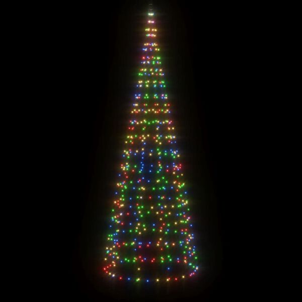 vidaXL Sapin de No&euml;l &agrave; LED sur m&acirc;t de drapeau 550 LED color&eacute; 300 cm