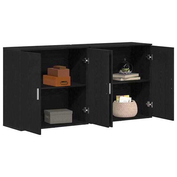 vidaXL Buffet 2 pcs Ch&ecirc;ne noir 79 x 38 x 80 cm Bois d'ing&eacute;nierie