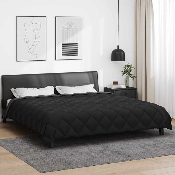 vidaXL Duvet d'hiver Noir et anthracite 200 x 200 cm Microfibre