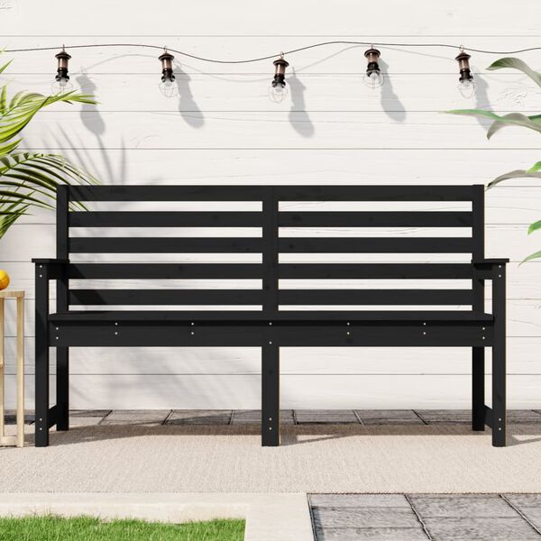 vidaXL Banc de jardin noir 159,5x48x91,5 cm bois massif de pin