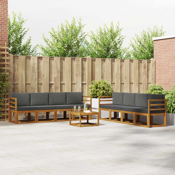 vidaXL Ensemble de canap&eacute;s d'ext&eacute;rieur 9 pcs Naturel et Anthracite