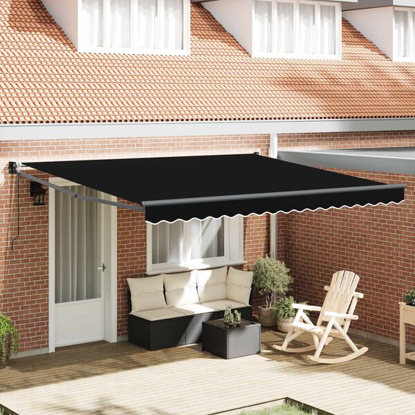 vidaXL Auvent R&eacute;tractable Noir 400 &times; 300 cm Polyester et Aluminium