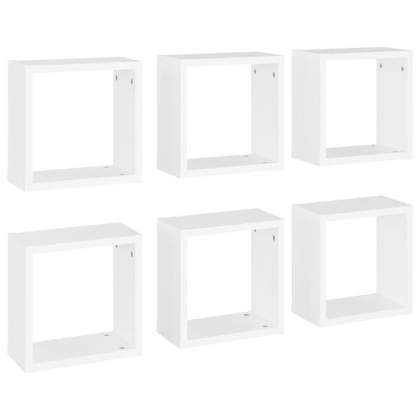 vidaXL &Eacute;tag&egrave;res cube murales 6 pcs blanc 30x15x30 cm