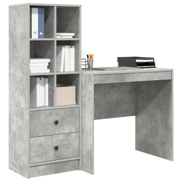 vidaXL Bureau avec tiroir 2 pcs Gris b&eacute;ton