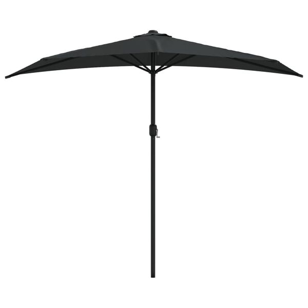 vidaXL Parasol de balcon avec mât en aluminium Noir 270x144x222cm Demi