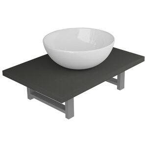 vidaXL Meuble de salle de bain en deux pi&egrave;ces C&eacute;ramique Gris