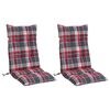vidaXL Coussins de chaise &agrave; dossier haut lot de 2 motif carreaux rouge