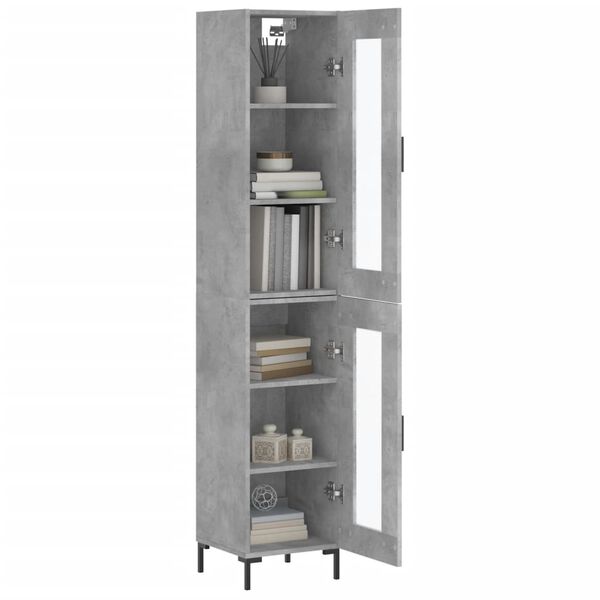 vidaXL Buffet haut Gris b&eacute;ton 34,5x34x180 cm Bois d'ing&eacute;nierie