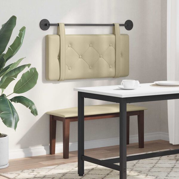 vidaXL T&ecirc;te de lit suspendue Montage mural Cr&egrave;me 90 cm Simili cuir