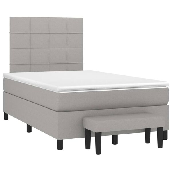 vidaXL Sommier &agrave; lattes de lit avec matelas Gris clair 120x200cm Tissu