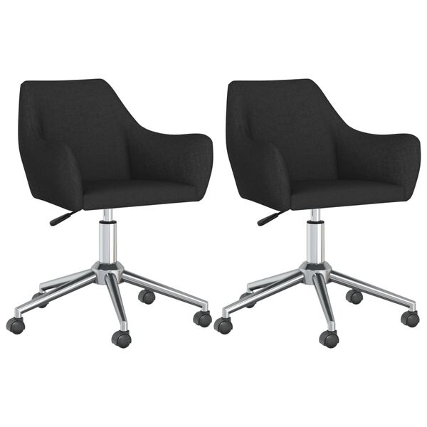vidaXL Chaises pivotantes &agrave; manger lot de 2 Noir Tissu