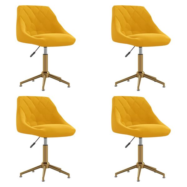 vidaXL Chaises &agrave; manger pivotantes lot de 4 jaune moutarde velours