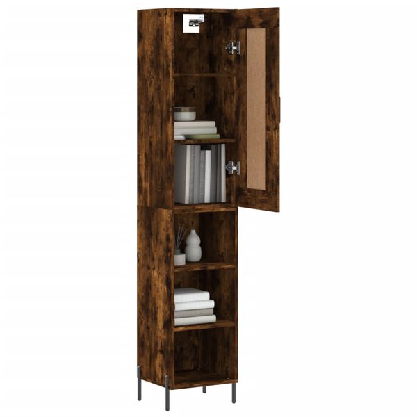 vidaXL Buffet haut Chêne fumé 34,5x34x180 cm Bois d'ingénierie