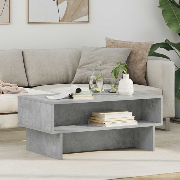 vidaXL Table basse Gris b&eacute;ton 80 x 46 x 35 cm Bois d'ing&eacute;nierie