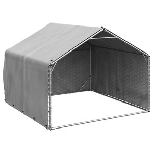 vidaXL Niche d'ext&eacute;rieur pour chien avec couvercle 2 x 2 x 1,5 m en acier galvanis&eacute;