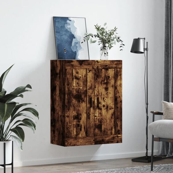 vidaXL Armoire murale chêne fumé 69,5x34x90 cm bois d'ingénierie