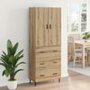 vidaXL Haut Armoire 2 pcs Ch&ecirc;ne artisanal Bois Agglom&eacute;r&eacute; et Verre